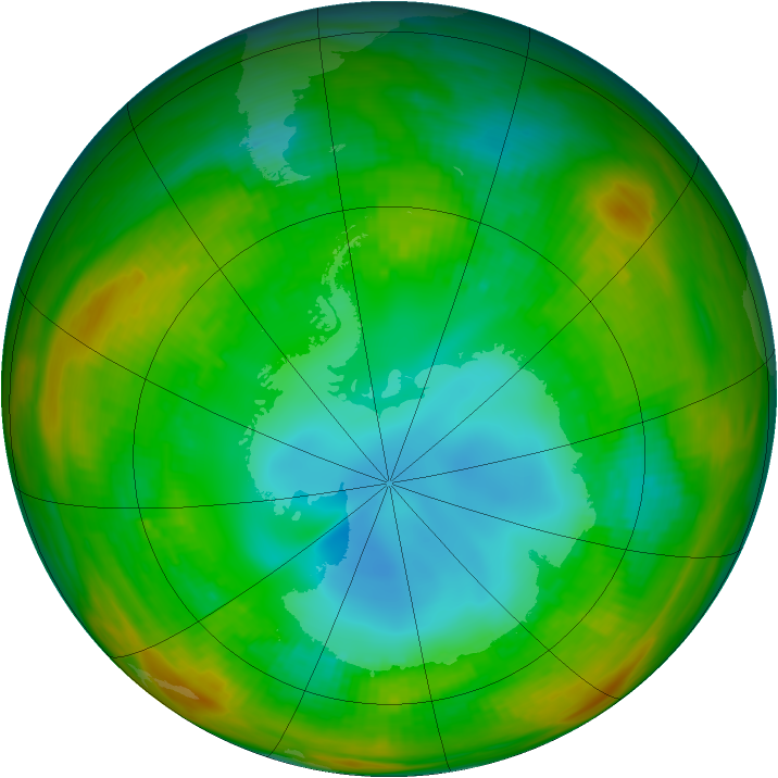 Antarctic ozone map for 08 August 1981